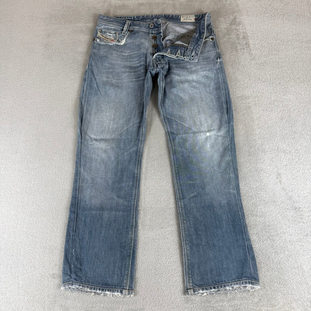 Diesel Koffha Bootcut Jeans Mens 31x28 Blue Denim Button Fly Distressed Italy
